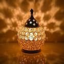 Collectible India Crystal Akhand Diya Decorative Brass Oil Lamp Tea Light Holder