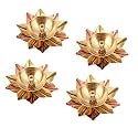 Collectible India Pure Brass Diya Lamp for Pooja, Indian Diyas Decoration Items - Decorative Deepak Combo Set of 4 (Gold_3 X 3 X 1.5 Inch)