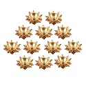 Collectible India Set of 12 Brass Diya for Puja - Diyas Lamp Lotus Shape - Deepak for Pooja - Gift (Gold 3 X 3 X 1.5 Inch)