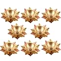 Collectible India Set of 8 Brass Diya for Puja Oil Lamp Lotus Shape - Deepak for Pooja Diwali Decoration Items - Diwali Gift - Return Gift