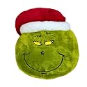 Collectibles Grinch by Dr. Seuss Holiday & Christmas Super Soft Furry Plush Round Decorative Pillow, 12" X 12", (Official Licensed Product) by Franco