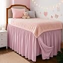 College Dorm Bed Skirt Twin XL 42" Drop, Slit Corner Bedskirt, Dusty Pink
