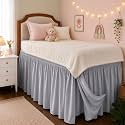College Dorm Bed Skirt Twin XL 32" Drop, Slit Corner Bedskirt, Ice Grey