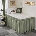College Dorm Bed Skirt Twin XL 42" Drop, Slit Corner Bedskirt, Sage Green