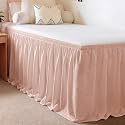 College Dorm Bed Skirt Twin XL 36 Inch Drop, Blush Pink Elastic Bedskirt