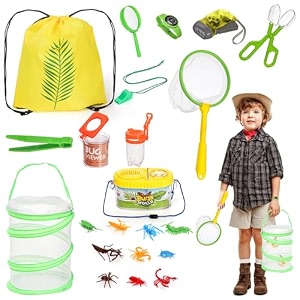 coloch 21 pieces kids outdoor explorer kit amp bug catcher kit bug catching kit with organizing bag butterfly net compass and bug collectors