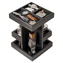 Cologne Organizer for Men, Black Wooden Stand with Metal Fence &amp; Felt Lining, 3 Tier Spinning Perfume Holder &amp; Display Shelf, Hidden Compartment, Organizador de Perfumes, Gifts for Husband Boyfriend