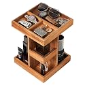 Cologne Organizer for Men, Solid Acacia Wood 3-Tier Rotating Stand - Natural Grain Bathroom & Vanity Organizition for Perfume & Skincare, Premium Desk Decor, Unique Birthday Gifts