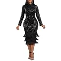 Cololura Sexy Elegant Women Sequin Long Sleeve