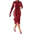 Cololura Sexy Elegant Women Sequin Long Sleeve