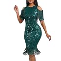 Cololura Sexy Elegant Women Sequin Long Sleeve
