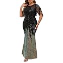 Cololura Sexy Sequin Tassel Mesh Perspective Party