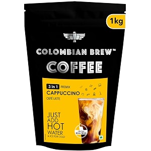 colombian brew 3 in 1 cappuccino caf latte instant coffee powder premix 1kg pouch