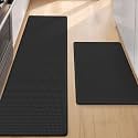 Color&amp;Geometry Kitchen Mat for Floor 17x29+17x59 Anti Fatigue 2PCs, Black
