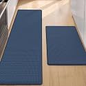 Color&amp;Geometry Kitchen Mat for Floor 17x29+17x59 Anti Fatigue 2PCs, Blue