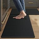 Color&amp;Geometry Kitchen Mat for Floor 17x29+17x29 Anti Fatigue 2PCs, Black