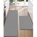 Color&Geometry Kitchen Mat for Floor 17x29+17x59 Anti Fatigue 2PCs, Grey