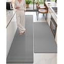 Color&Geometry Wide Kitchen Floor Mat 24x59+24x94 Anti Fatigue 2PCs, Grey
