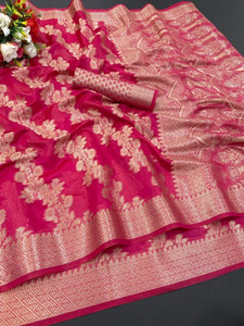 fabwomen color block mysore art silk saree with unstitched blouse