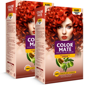 color mate 100 grey coverage ammonia-free unisex permanent cream hair colour pack of 2 copper red