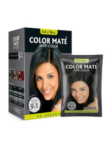 color mate 100 grey coverage ammonia-free natural unisex powder hair color pack of 1 natural black