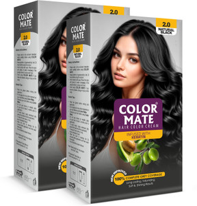 color mate 100 grey coverage ammonia-free unisex permanent cream hair colour pack of 2 black