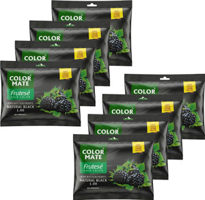 color mate frutese hair color with blackberry extract 100 grey coverage unisexpack of 8 natural black