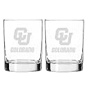 Colorado Buffaloes Two-Sided Etched Satin Finish Rock Glass Set of 2 14oz