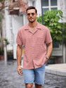 ColorChakra Men Self Design Casual Pink Shirt