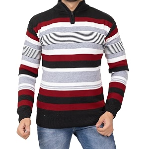 ColorChakra Mens Woolen Sweater for Winters Striper