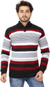 ColorChakra Striped Collared Neck Casual Men Red Sweater