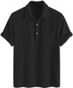 ColorChakra Self Design Men Polo Neck Black