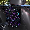 Colored Bats Stars Pattern Car Trash Can Leakproof Garbage Bag with Lid and Zipper 1.2Gal Trash Bin Hanging for Back Seat Halloween Car Accessories Universal Fit
