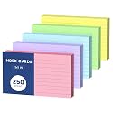 Colored Index Cards 3x5, 250 Count Colored NoteCards 5 Colors Flash Cards