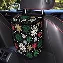 Colored Snowflake Pattern Car Trash Can Leakproof Garbage Bag with Lid and Zipper 1.2Gal Trash Bin Hanging for Back Seat Christmas Car Accessories Universal Fit
