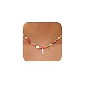 Colorful Beaded Cross Necklace for Girl Women, 18K Gold Plated Pendant Baptism Christian Religious Catholic Confirmation Jewelry Gifts for Teen Girl 15+2 Inches