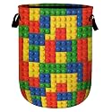 Colorful Building Blocks Laundry Basket, Laundry Hamper Collapsible Oxford Cloth with Handle Clothes Storage Bin for Bathroom Laundry Room Bedroom 15.7 X 20 Inch
