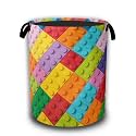 Colorful Building Blocks Laundry Basket,Waterproof Foldable Laundry Hamper,Dirty Clothes Baskets, Linen Bin Storage Organizer Collection 16" x 20.8"