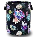 Cactus Flowers Laundry Basket Oxford Cloth Foldable Hamper 18.9x16.5 Inch