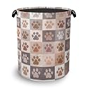 Colorful Dog Cat Laundry Basket,Paws Foldable Oxford Cloth Tote Bag Laundry Hamper Clothes Storage Bucket Organizer for Bedroom Laundry Storage Dormitories 16" x 20.8"