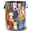 Colorful Dogs Laundry Hamper Oxford Cloth Foldable Basket 18.9x16.5 Inch