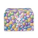 Colorful Eggs Bunny Toaster Covers for Easter Anti Dust Washable Durable Fingerprint Protection 2 Slice Covers Lightweight Toaster Cover Decorative Bread Toaster Cover Bakeware Protector