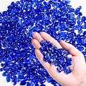 Colorful Glass Stones, 1 LB Fish Tank Gravel, Small Irregular Rainbow Aquarium Gravel for Aquarium Decorations and Turtle Tank , Sea Glass Beads Crystals for Fish Bowl, Vase Filler,Cobalt Blue