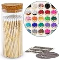 Colorful Matches in Gold Heart Foil Glass Jar | 4" Long Matches (100 match sticks in color of your choice) Cork Top Glass Holder + Striker Stickers | Gifts, Décor, for Candle by Thankful Greetings USA