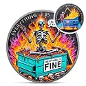 Colorful Skull Dumpster Fire Challenge Coin - The Strongest Steel is Forged Dumpster Fire Coin - Funny Desk Accessories for Work - Hilarious Coworker Go Away Token - Inspirational Gifts for Men Women