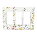 Colorful Vintage Floral Rustic Wild Flower 3 Gang Triple Rocker/Decorator Light Switch Wall Plate Cover Decorative GFCI Electrical Faceplate Switchplate Dimmer