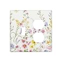 Colorful Vintage Floral Rustic Wild Flower 2 Gang 1 Toggle/Duplex Combo Outlet Light Switch Cover Wall Plate Combination Receptacle Faceplate Decorative Switchplate