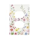 Colorful Vintage Floral Rustic Wild Flower Decorative 1 Gang Receptacle Outlet Cover Electrical Duplex Wall Plate Single Duplex Wall Plate Light Switch Cover