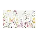 Colorful Vintage Floral Rustic Wild Flower Decorative 4 Gang Quad Toggle Light Switch Cover Plate Decorative Electric Quadruple Device Faceplate Switchplate Screwless