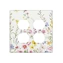 Colorful Vintage Floral Rustic Wild Flower 2 Gang 2 Duplex Combination Light Switch Cover Decorative Combo Dual Device Receptacle Switch Face Wall Plate